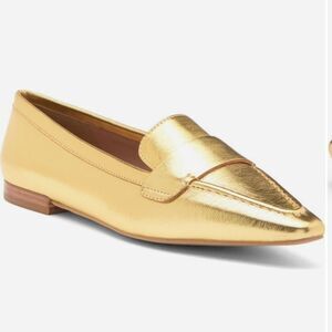 LINEA PAOLO Marlys Pointed Toe Flats Loafers Gold Size 8.5